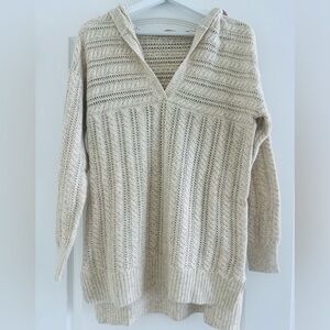 Soft Surroundings Cream Open-Knit V-Neck Sweater